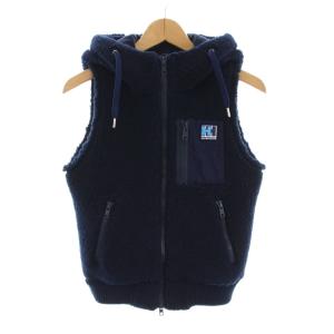 ボア フリースベスト ジップアップ フード付き S 紺 ネイビー HOW51253 /YM