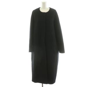 ノーカラーコート ロング丈 ウール アウター 36 黒 ブラック 17-020-500-4020-3-0