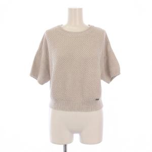 ニットプルオーバー 半袖 クルーネック リネン 40 ベージュ 39676