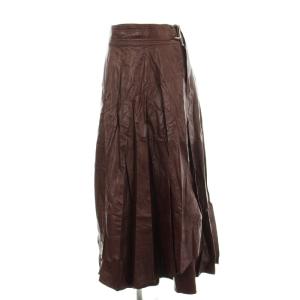 エコレザー ラップスカート ロング フレアスカート F ボルドー 21202515402 /G
