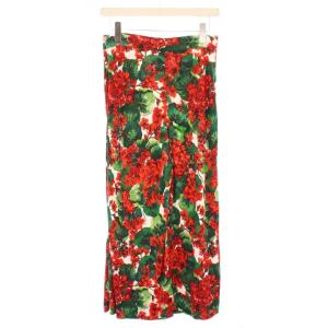 DOLCE&GABBANA ワイドパンツ スラックス ストレッチ 花柄 40 赤 レッド 緑 グリーン /BB
