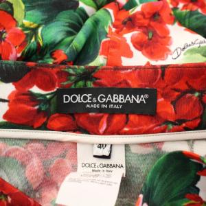 DOLCE&GABBANA ワイドパンツ スラックス ストレッチ 花柄 40 赤 レッド 緑 グリーン /BB
