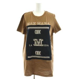 70周年記念 Tシャツ カットソー 半袖 ロゴ プリント 黒 ブラック 茶 ブラウン /AN32