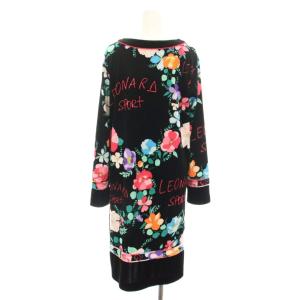 LEONARD SPORT ベロアワンピース 40 ブラック ピンク 0589118