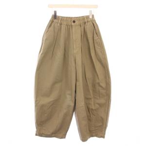 チノクロスサーカスパンツ チノパンツ ワイド タック イージー ジップフライ ウエストゴム 1 ベージュ