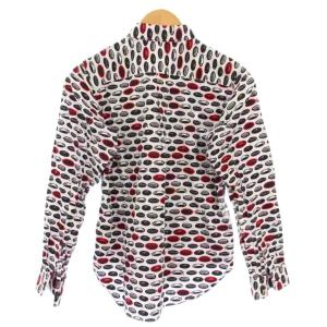 BLACK COMME des GARCONS AD2018 カジュアルシャツ 長袖 レギュラーカラー ドット柄 総柄 XS 黒 ブラック 白 ホワイト