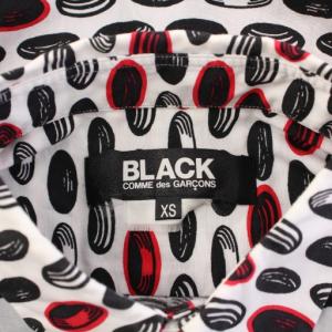 BLACK COMME des GARCONS AD2018 カジュアルシャツ 長袖 レギュラーカラー ドット柄 総柄 XS 黒 ブラック 白 ホワイト