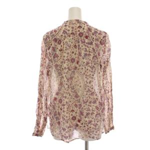 ISABEL MARANT ETOILE シアー シャツ ブラウス バンドカラー 花柄 長袖 34 ピンクベージュ 赤 78-01-96-01004