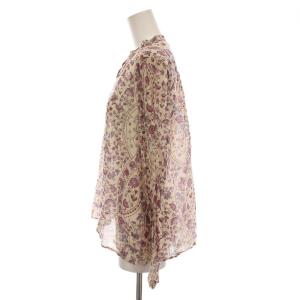 ISABEL MARANT ETOILE シアー シャツ ブラウス バンドカラー 花柄 長袖 34 ピンクベージュ 赤 78-01-96-01004