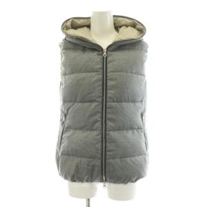 FEBEDUE ダウンベスト ジップアップ フード ウール アウター 40 グレー D91100U /AN55