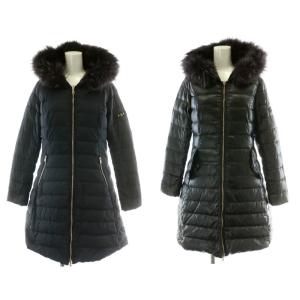 ラヴィアナ LAVIANA リバーシブル ダウンコート ロング ジップアップ アウター 2 紺 ネイビー