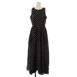 夏のレディのドレス ワンピース ロング ノースリーブ ドット柄 ブラック ホワイト /BM