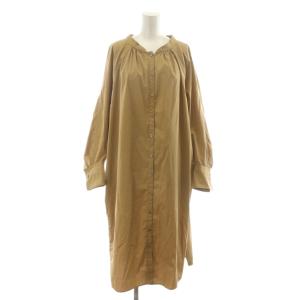 シャツワンピース ロング 長袖 F ベージュ バンドカラー 511940312501-01 /RR