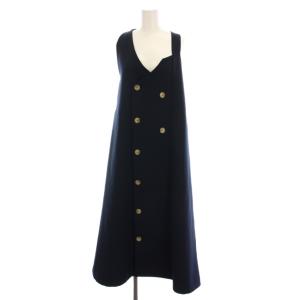 2WAY BUTTON DRESS ノースリーブワンピース ロング S 紺 ネイビー 01010541250