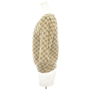 BURBERRY BLUE LABEL カットソー Tシャツ ノバチェック 七分袖 ワンポイント 38 ベージュ FA568-214-43 /HN