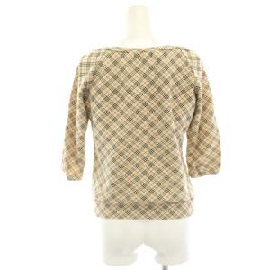 BURBERRY BLUE LABEL カットソー Tシャツ ノバチェック 七分袖 ワンポイント 38 ベージュ FA568-214-43 /HN