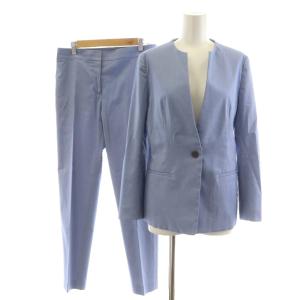 セットアップ Summer Chambray ノーカラージャケット テーパードパンツ 9 11 水色 ライトブルー