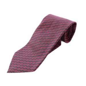 ネクタイ レギュラータイ シルク ロゴ インターロッキング 総柄 赤 レッド グレー /BB OH