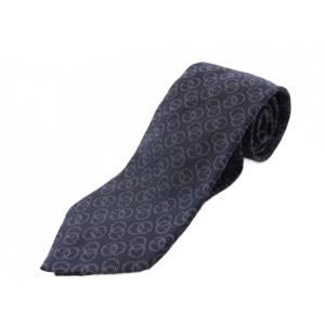 ネクタイ レギュラータイ シルク ロゴ 総柄 紺 ネイビー /BB OH