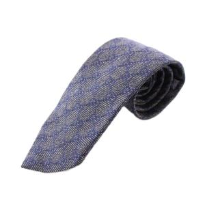 ネクタイ レギュラータイ シルク ロゴ インターロッキング 総柄 紺 ネイビー グレー /BB OH