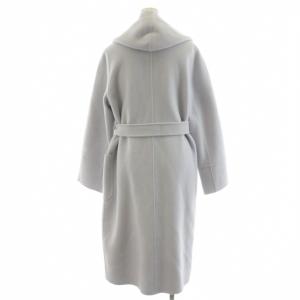 ANAYI ビーバーリバーフードコート ロング丈 ウール アウター 38 水色 ライトブルー 101927-17-080-91-380