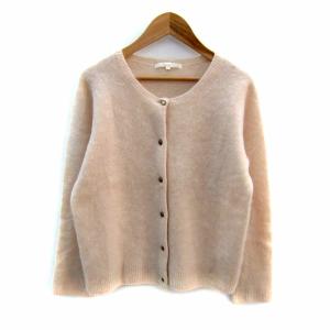 カーディガン ミドル丈 ラウンドネック 無地 カシミヤ 38 M ピンク /SY21