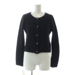 カーディガン ニット カシミヤ 36 S 黒 ブラック クルーネック パールボタン  /PI