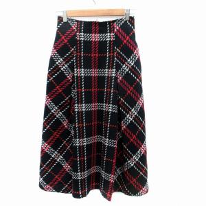 23AW ロービングチェックミディスカート マキシ丈 ロング丈 チェック柄 ウール混 マルチカラー 濃紺