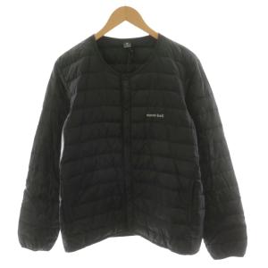 スペリオダウン ラウンドネックジャケット ダウンジャケット ロゴ 刺繍 ナイロン M 黒 ブラック 1101503