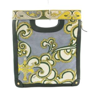 Emilio Pucci ハンドバッグ 2WAY ショルダーバッグ 総柄 カーキ 水色 /G