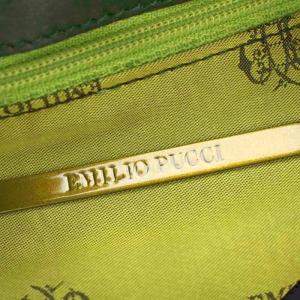 Emilio Pucci ハンドバッグ 2WAY ショルダーバッグ 総柄 カーキ 水色 /G