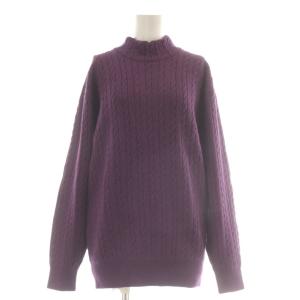 ケーブルニット プルオーバー ウール M パープル FB035-380