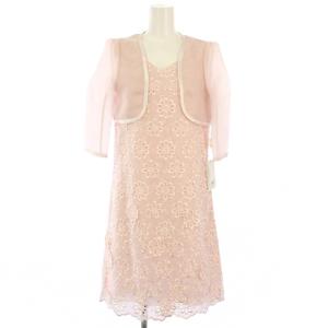 ワンピース ノーカラージャケット セットアップ 2 上下 レース フラワー ピンク /TK