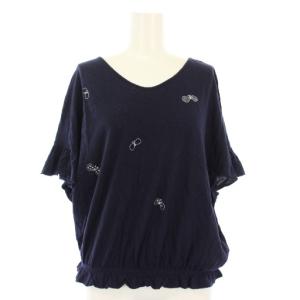choucho Tシャツ カットソー 半袖 刺繍 38 紺 vs8070 /TK