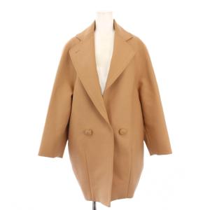 チェスターコート アウター ミドル丈 ダブル ウール ワンカラー 34 ベージュ /BB