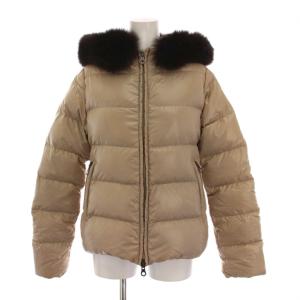 adhara ダウンジャケット ジップアップ フォックスファー フード付き アウター 38 ベージュ /YM