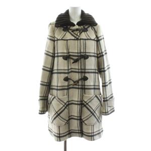 ダッフルコート ロング チェック柄 トグルボタン ウール 38 ライトグレー 60840311 /KU