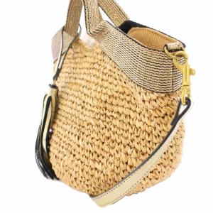 VIOLA d'ORO 2WAY かごバッグ カゴバッグ ハンドバッグ ショルダーバッグ 編み込み タッセルチャーム ベージュ