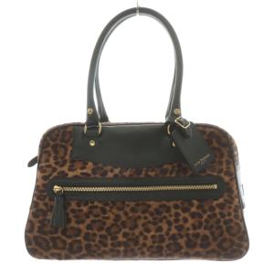 VIVI レオパードハラコショルダーバッグ ハンドバッグ ボストンバッグ ヒョウ柄 レザー 茶 ブラウン