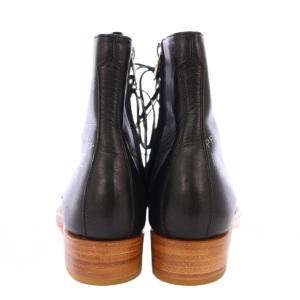 mintdesigns レースアップブーツ ショート ラウンドトゥ ローヒール レザー ロゴ プリント 1 黒 ブラック /BB