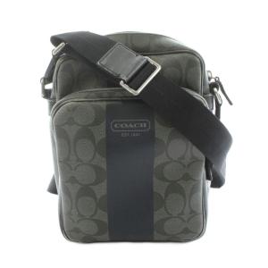 シグネチャー ヘリテージストライプ ショルダーバッグ PVC レザー グレー F70589 /KU