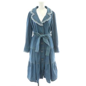 22AW デニムティアードコート ロング 38 青 ライトブルー フリンジ JY-219105 /YM