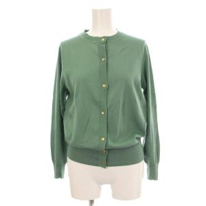 アンサンブル ニット カーディガン 丸首 金ボタン リブ 緑 グリーン クルーネック 丸首 19-080-900-4020-1-0