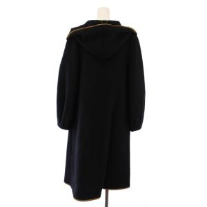 M'S GRACY フードコート ロング ビジュー装飾 ウール 40 黒 TD-919527 /BM