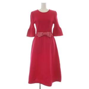 23年製 ウエストリボンニットワンピース 七分袖 ロング 38 ピンク MK-318337 /TK