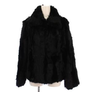ファーコート ショート丈 ラビットファー L 黒 /BM