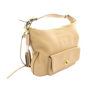 COACH レガシー ホーボー ハンドバッグ ショルダーバッグ 2way レザー ロゴチャーム タッセル ベージュ
