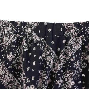 JOURNAL STANDARD LUXE 25SS バンダナプリントイージーパンツ スラックス ウエストゴム バイカラー 総柄 F 紺 ネイビー