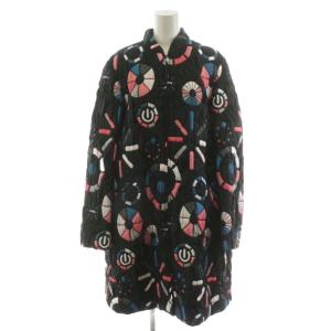 コート ロング丈 総柄 アウター 42 マルチカラー ピンク 白 ホワイト 青 ブルー 黒 ブラック 1NL44T