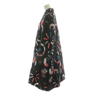 EMPORIO ARMANI コート ロング丈 総柄 アウター 42 マルチカラー ピンク 白 ホワイト 青 ブルー 黒 ブラック 1NL44T